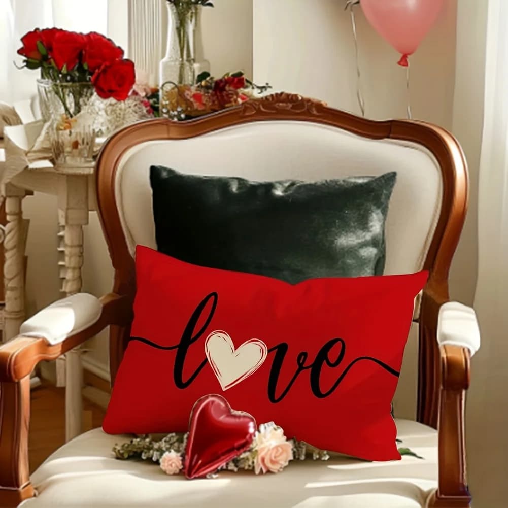 1 fodera per cuscino lombare con stampa a mano a forma di cuore, adatta per divano, camera da letto, soggiorno, sala ricevimenti, regalo dolce per gli innamorati.