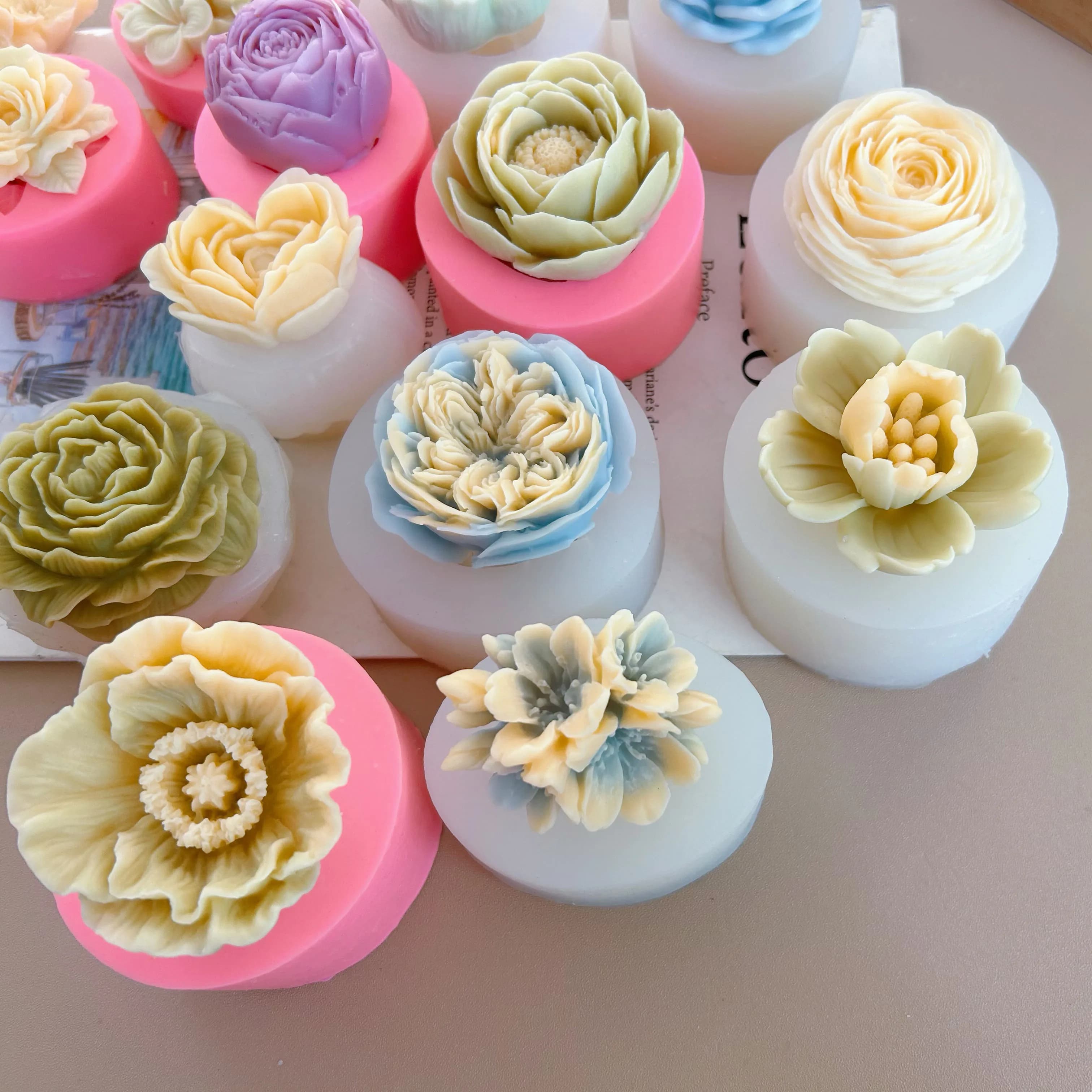 Stampo in Silicone 3D per Candele a Forma di Fiore di Ciliegio, Serie Fiori Carini, per Candele Aromaterapiche Fai-da-Te, Gesso, Resina, Decorazioni per la Casa