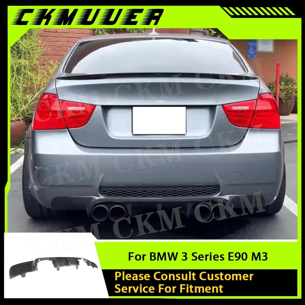 CKMUUER Carbon Fiber Auto bumper Guard Rear bumper Lip Spoiler Diffuser For BMW Series 3 E90 M3 2005-2011 Paramotor plate
