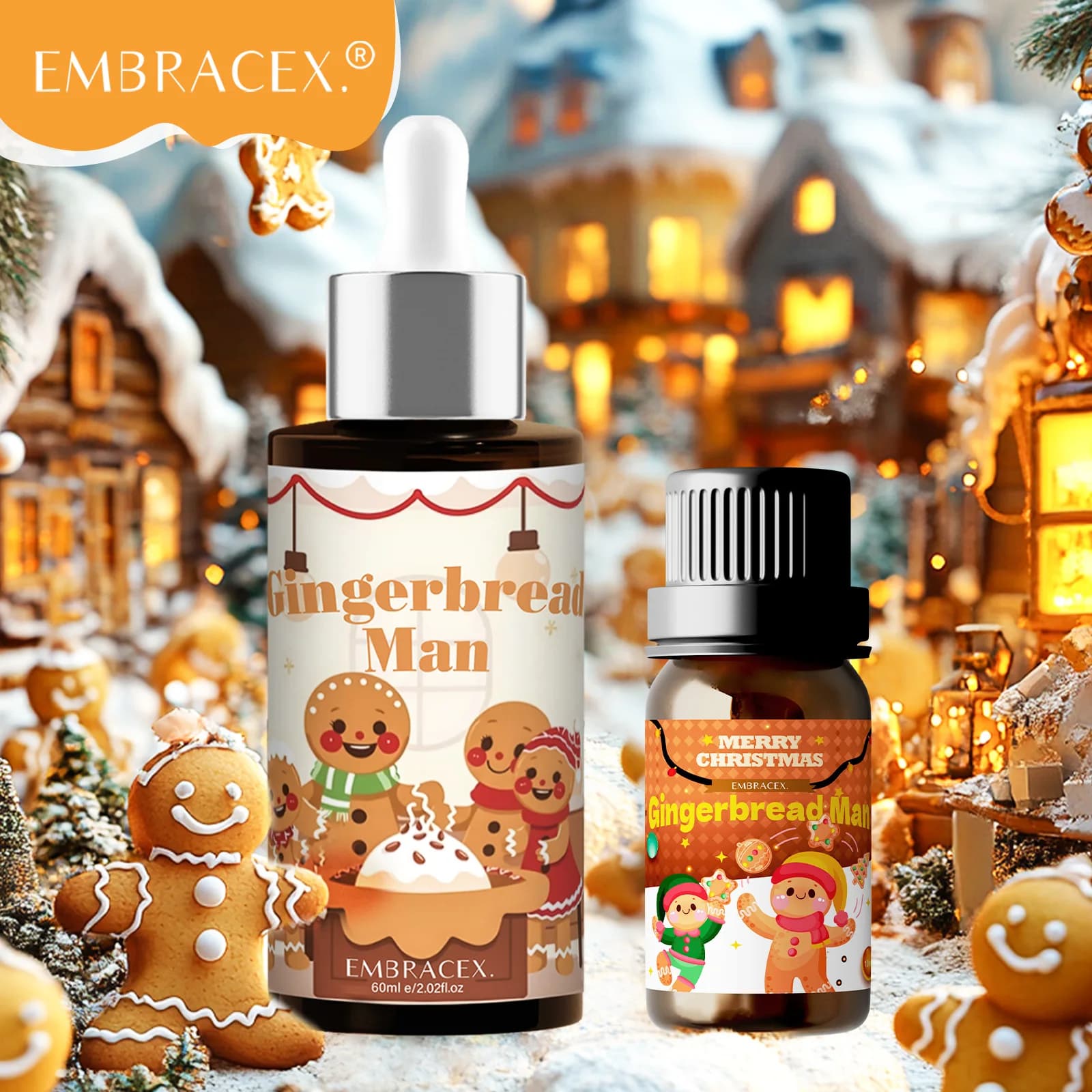 10ml 60ml Gingerbread Man Fragrance Essential Oils Long-lasting perfumes can make deodorants for cars with Christmas candles