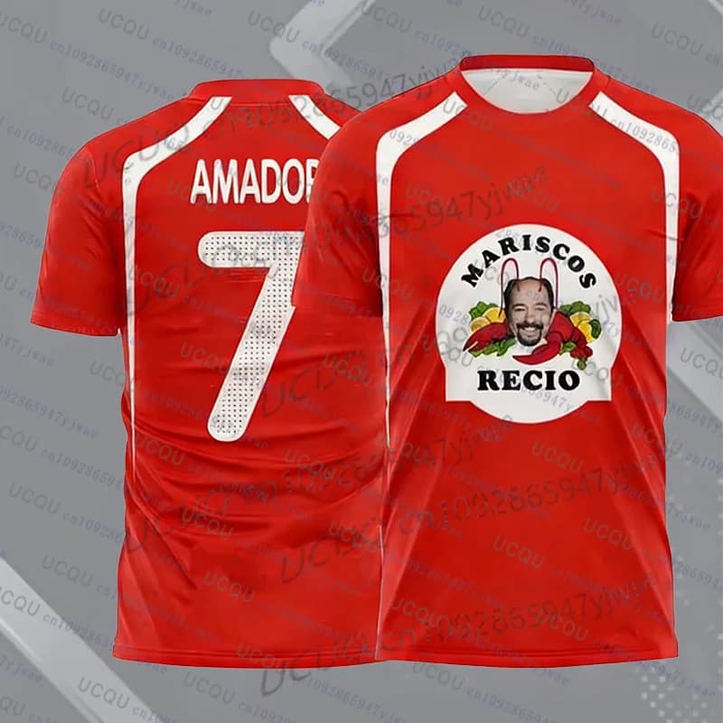 Amador Recio soccer jerseys, T-shirt with shrimp print and seafood, T-shirt with fast drying sports, T-shirt with summer cosplay, T-shirt with men and women