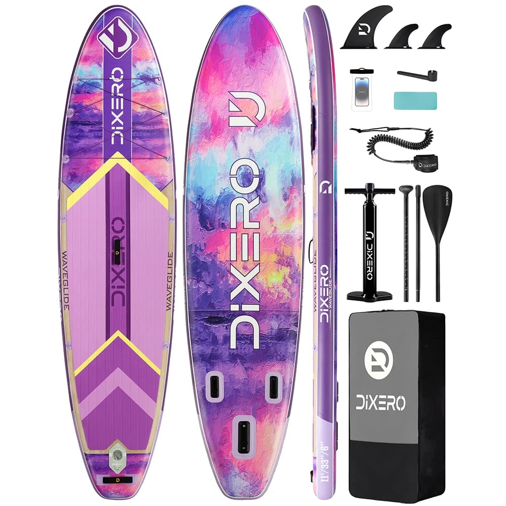 DIXERO Impermeabile Gonfiabile Paddle Board 11''x33''x6''Dulto In Piedi Stile Acquatico Con Accessori Per Kayak Pesca SUP Board