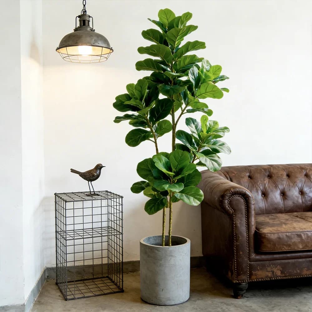 Albero di Ficus Lyrata Artificiale 64/122cm, Pianta Finta di Quercia, Albero Tropicale di Ficus, Foglie di Banyan in Plastica per Decorazioni Casa, Giardino, Matrimoni, Regalo
