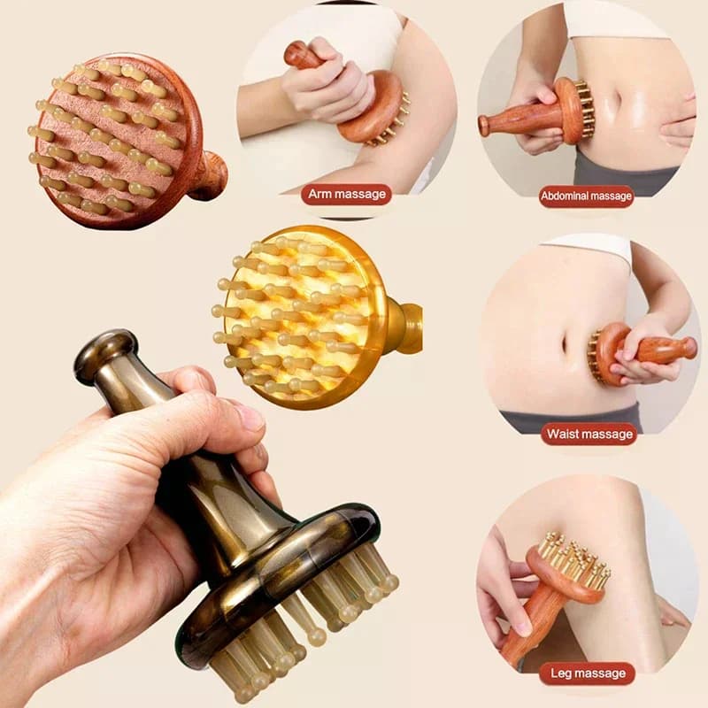 29 Teeth Meridian Brush Wooden Rubber Handle Massage Brush Multipurpose Head Collo Gamba Body Gua Sha Beauty and Body Massage Tool