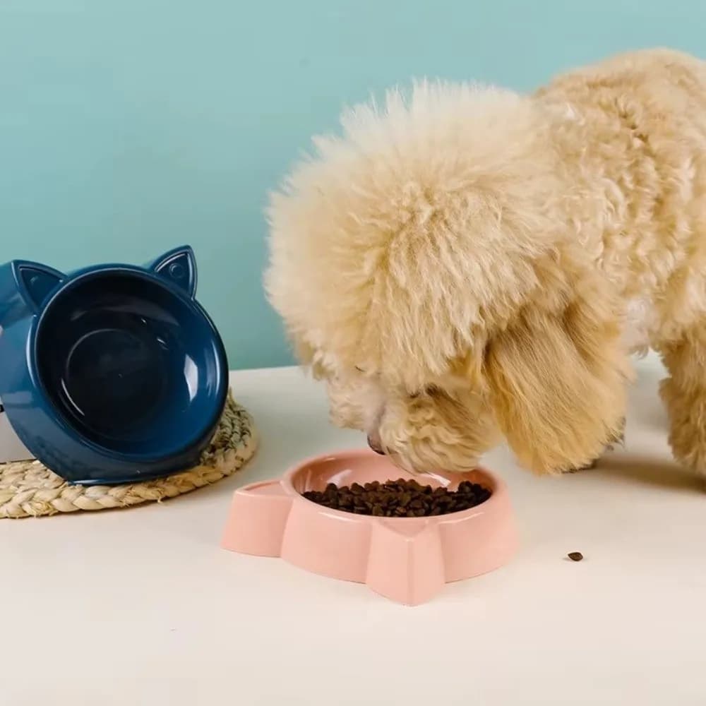 Ciotola per Gatti a Forma di Gatto Carino, Antiscivolo e Antiribaltamento, in Plastica, per Cibo e Acqua, per Gattini e Animali Domestici