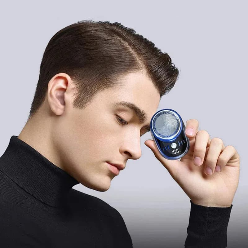 Mini rasoio elettrico da viaggio da uomo con ricarica USB, regolabarba per il viso, con display digitale, rasoio ricaricabile, lavabile, per auto e casa