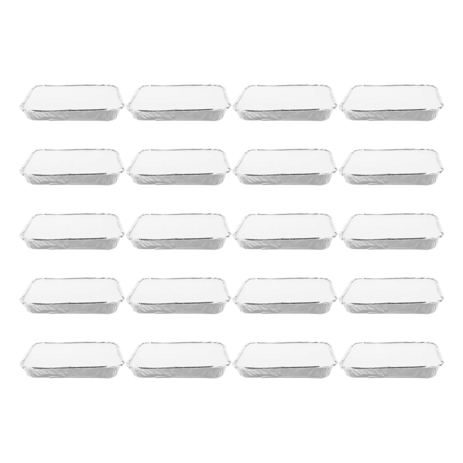 20 Pezzi Contenitori Alimentari Monouso in Alluminio 23x18x3 cm, Vassoi per Catering con 3 Scomparti e Coperchio, Vassoi per Mensa