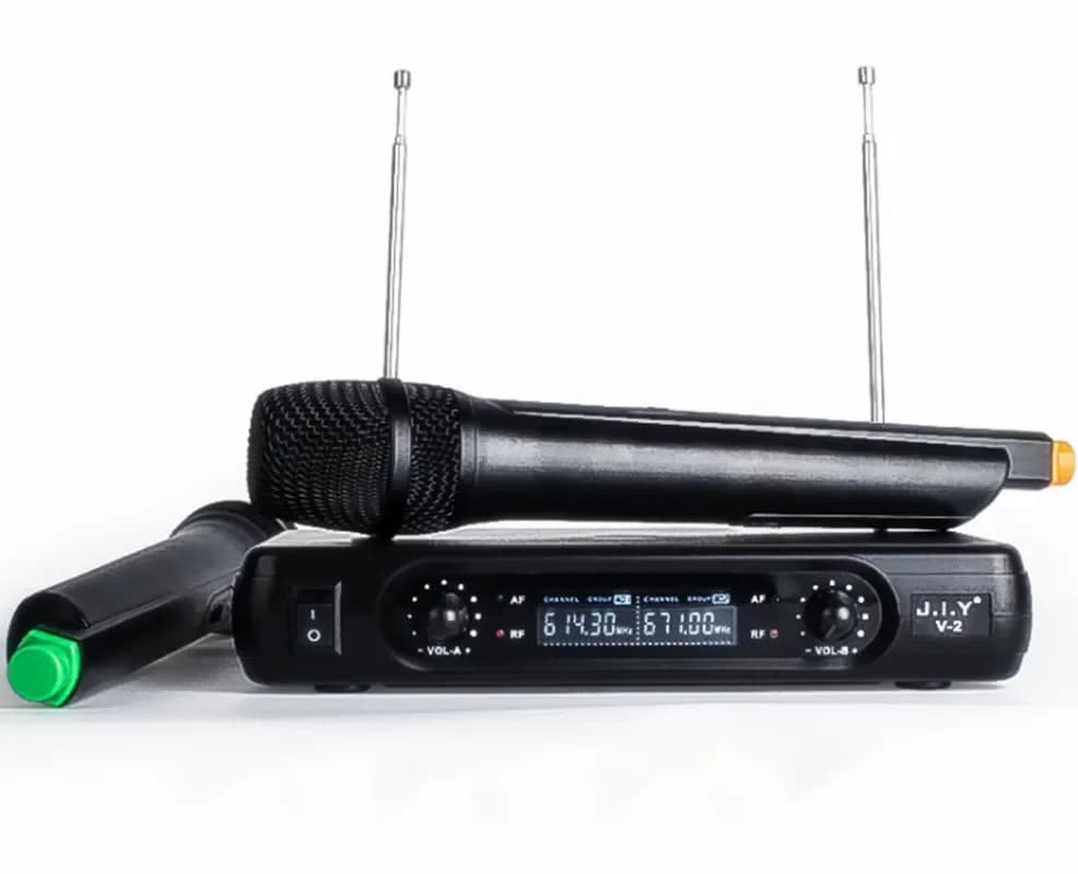 1 paio di microfoni wireless portatili per cantare a casa, lettore di macchine per karaoke V2+
