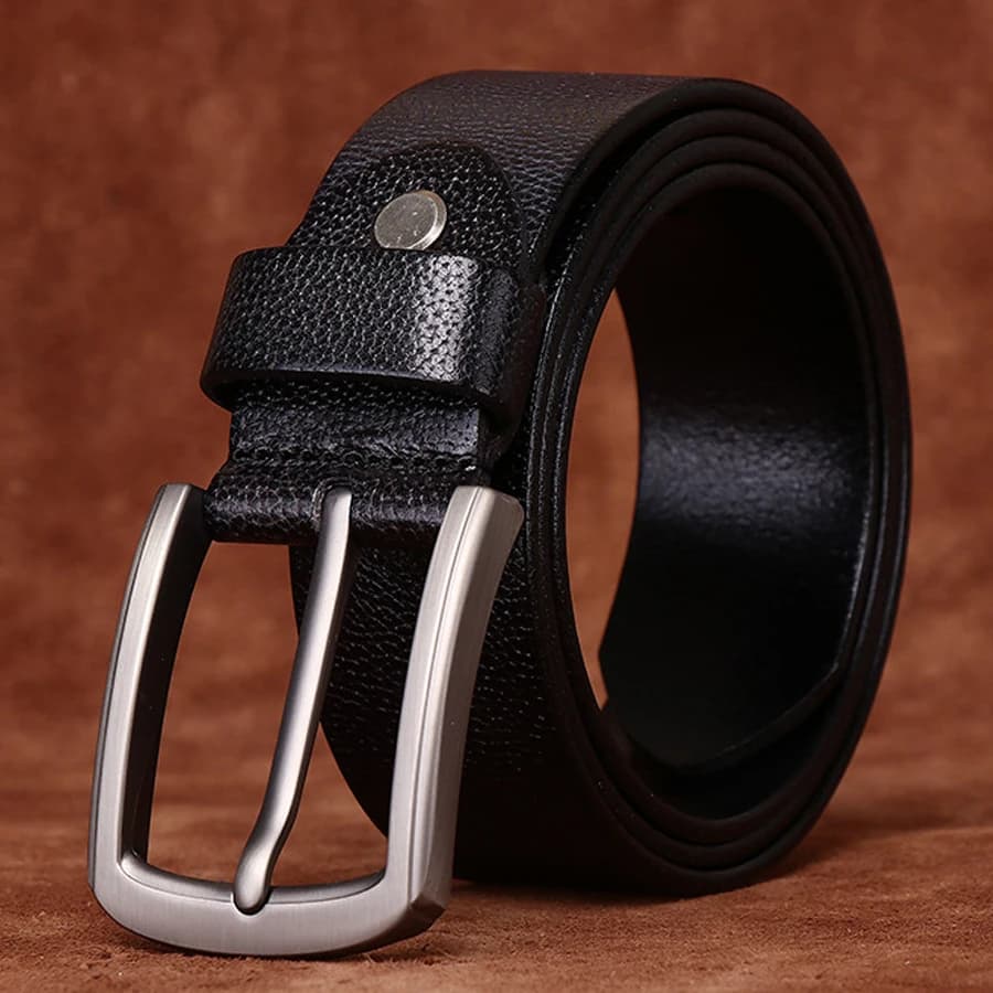 3.8cm Width Solid Brass Buckle Full Grain Genuine Leather Mens Belts Luxury Designer High Quality Mens Cowboy Natural Cowskin