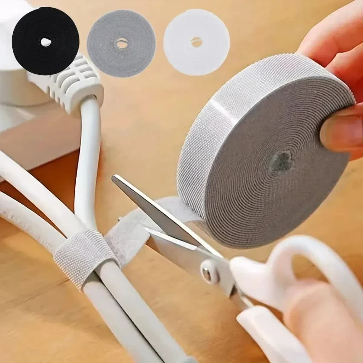 Organizzatore di Cavi con Chiusura a Strappo 3M, Fascette per Cavi, Avvolgicavo, Protezione per Cavi USB, Gestione Cavi per Auricolari e Mouse