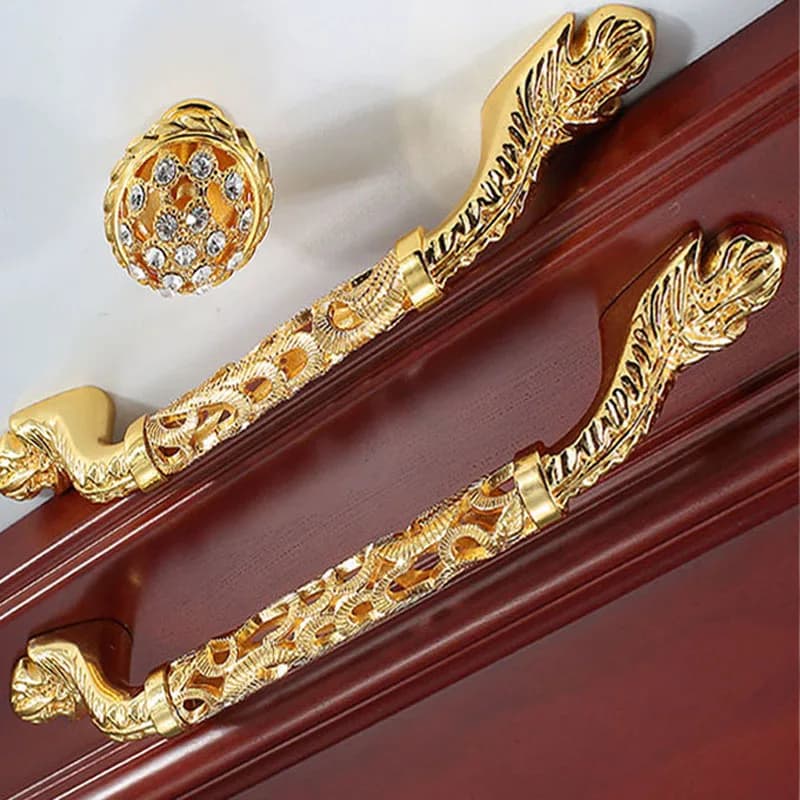 Maniglie per mobili per armadi e cassetti, design dorato, metallo antiruggine, decorazione domestica di lusso, guardaroba fatto a mano