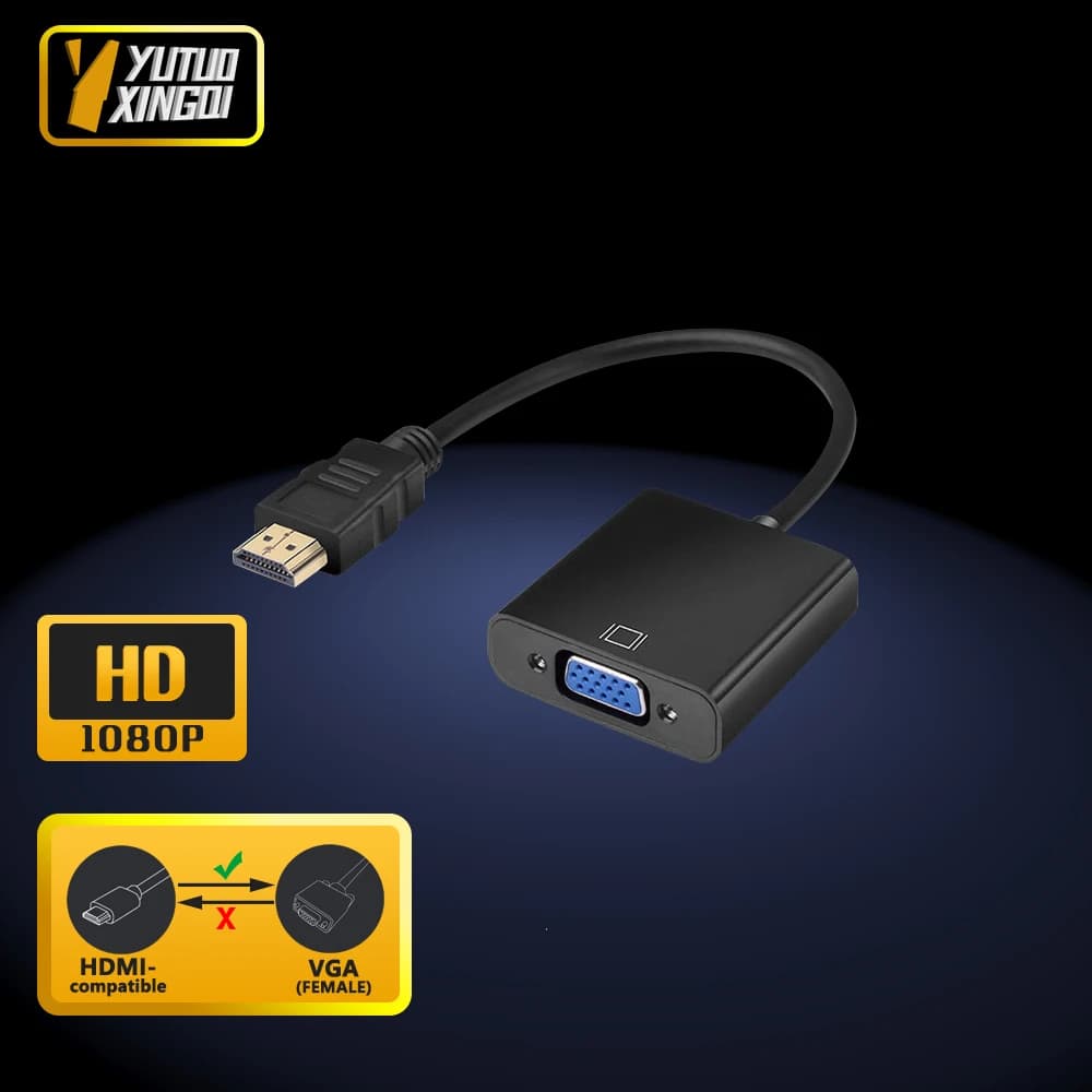 HDMI adapter cable compatible with VGA Video HD adapter supports 1080P conversion suitable for computer TV projector without Audio
