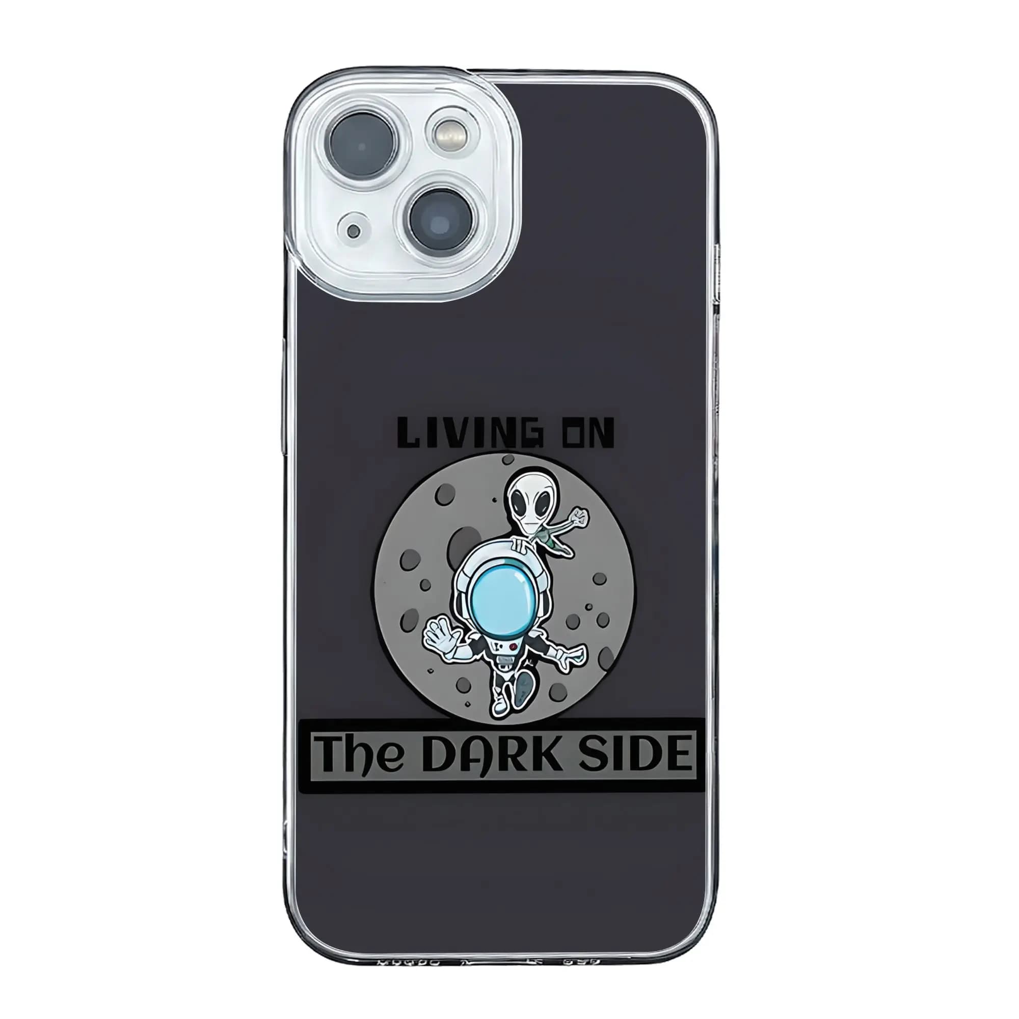 Cover anti-collisione LIVING ON THE DARK SIDE per iPhone 17 16 15 14 13 12 11 Pro Max