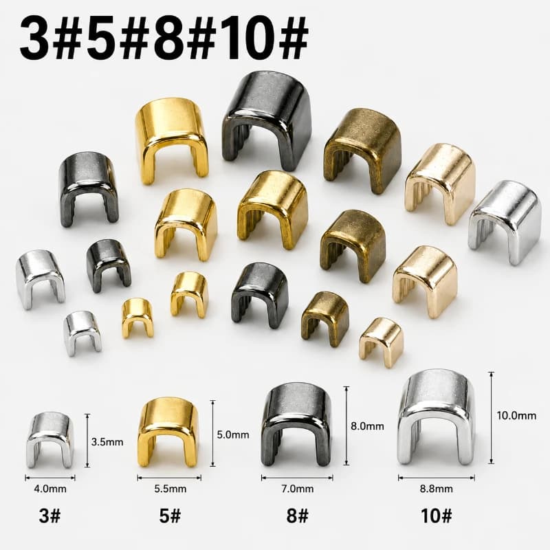 50/100/200g #3 #5 #8 #10 Metal U Shaped Zipper Top Stops End Clips for Clothing Bags DIY Zip Repair Sewing Hardware Accessories