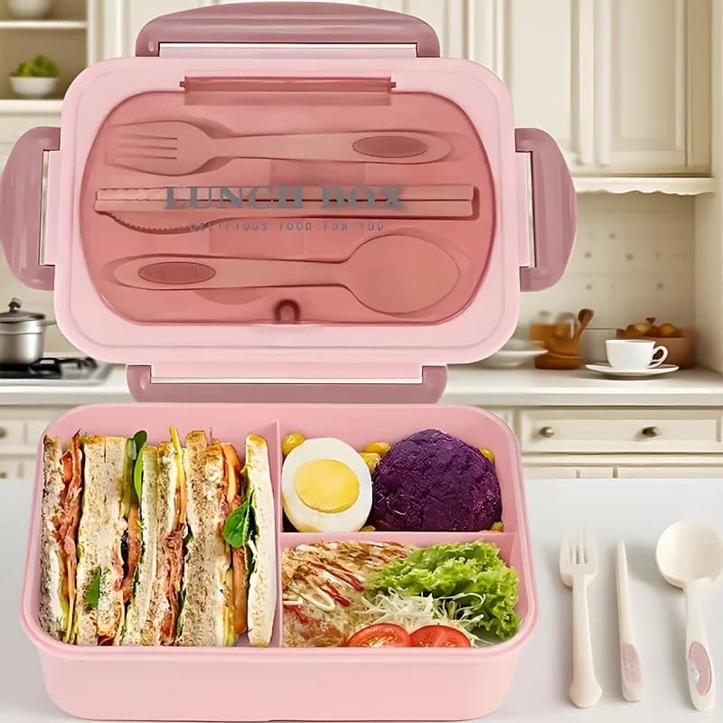 Set di 5 contenitori per la preparazione dei pasti con utensili - Scatole per il pranzo impilabili ideali per ufficio, scuola e palestra