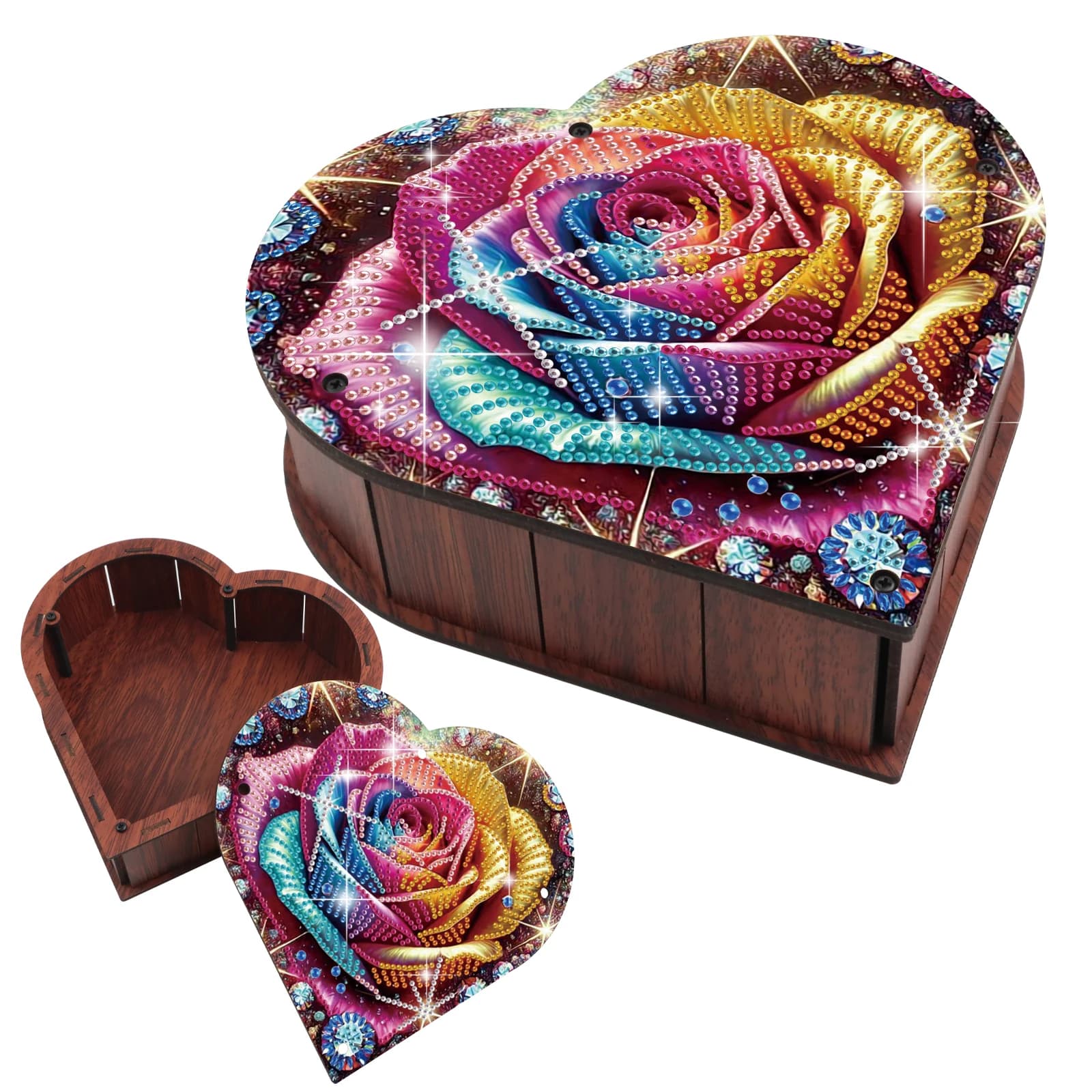 Kit di scatole a forma di cuore con pittura con diamanti, arte con diamanti rosa arcobaleno Forma speciale Decorazione artistica con diamanti Creativa per regali fatti a mano