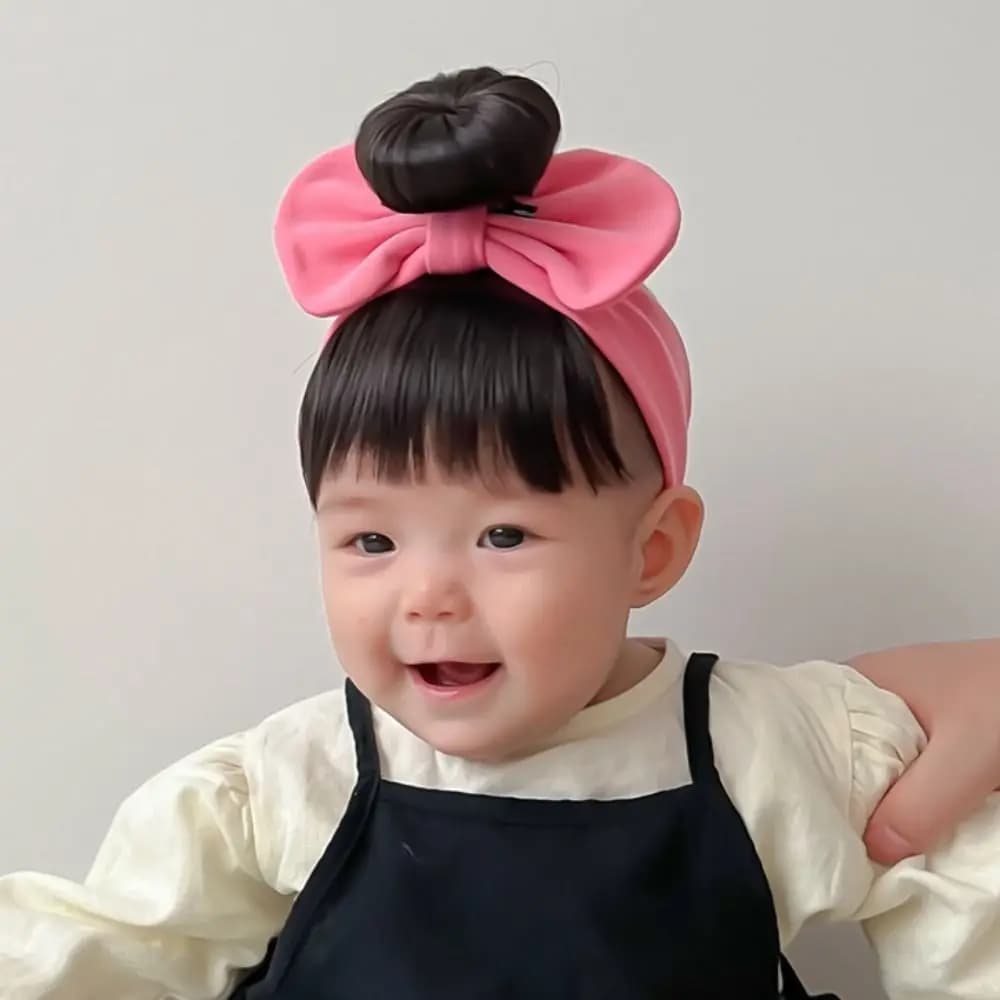 Fasce per capelli per bambini Bowknot Parrucca in cotone Parrucca per neonato carina Fascia per capelli soffice e traspirante per neonati Puntelli per fotografia