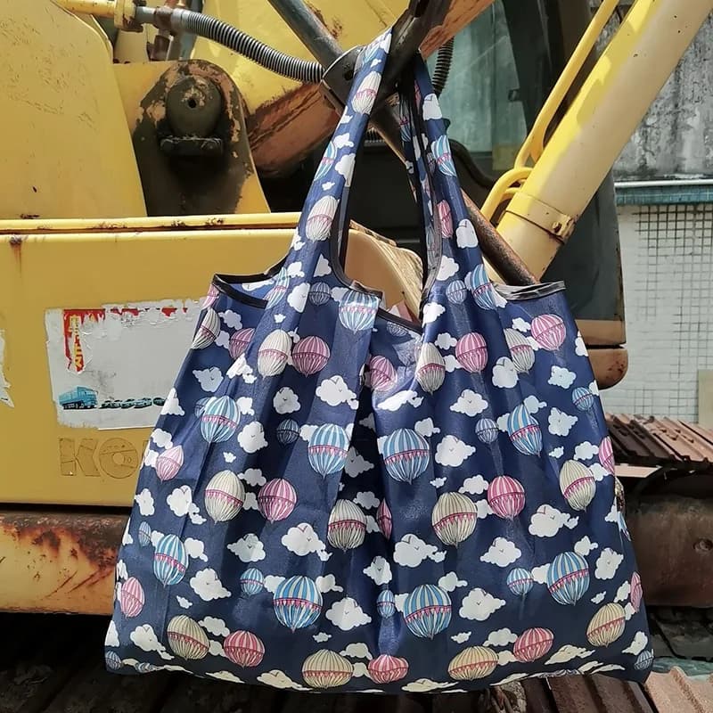 Eco Friendly Large Capacity Foldable Shopping Bag Portable Lightweight Handheld Cartoon Tote 210D Oxford Cloth Market Grocery