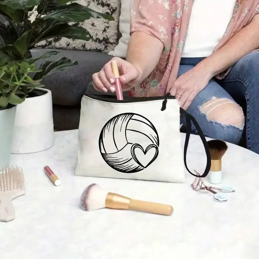 Borsa da viaggio stampata per pallavolo da donna, borsa da viaggio per il trucco, borsa portaoggetti per cosmetici, borsa portaoggetti per articoli di cancelleria, borsa multifunzionale