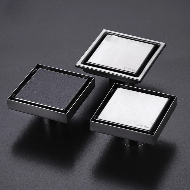 Black Square Deodorant Floor Drain 304 Stainless Steel Invisible Floor Drain 10x10cm Toilet Shower Room Drain