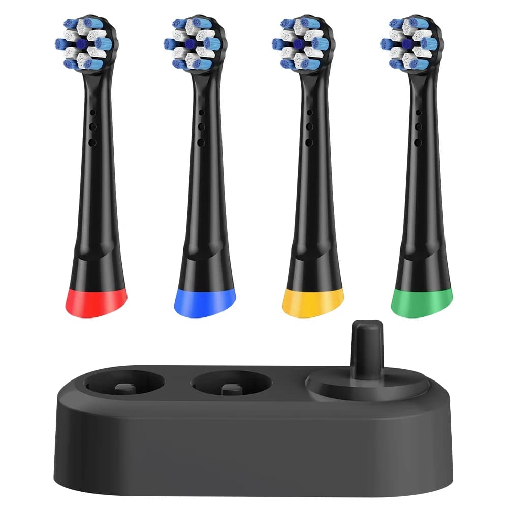 Induction wireless charging base and 4 spare heads, compatible with Oral B iO series 2 3 4 5 6 electric toothbrush