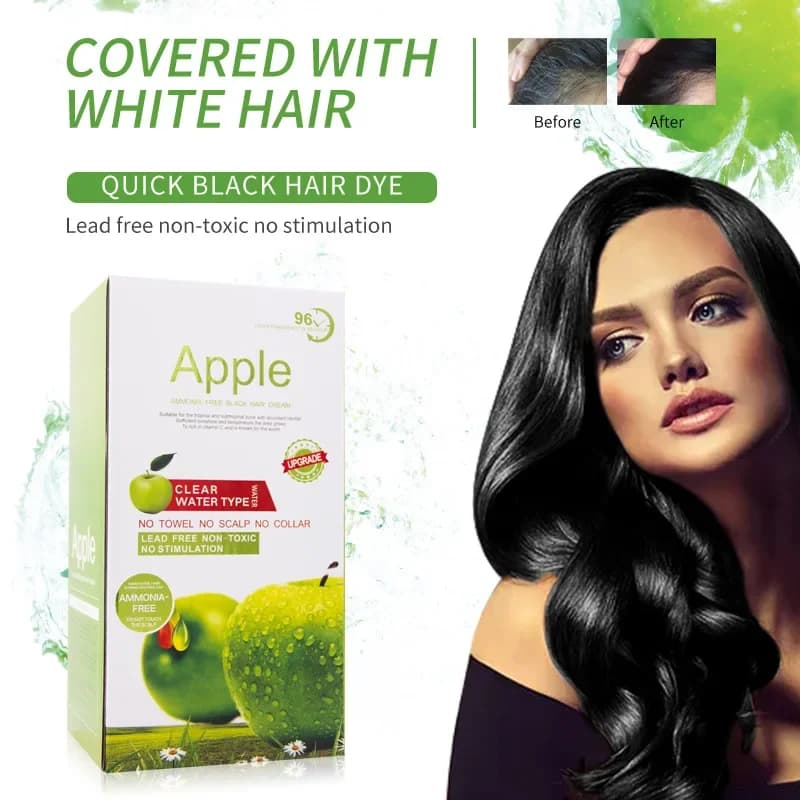 Natural coloring cream for hair apple 500 ml * 2/pack 100% black hair cover Easy white coloring man woman shampoo for dyeing black hair
