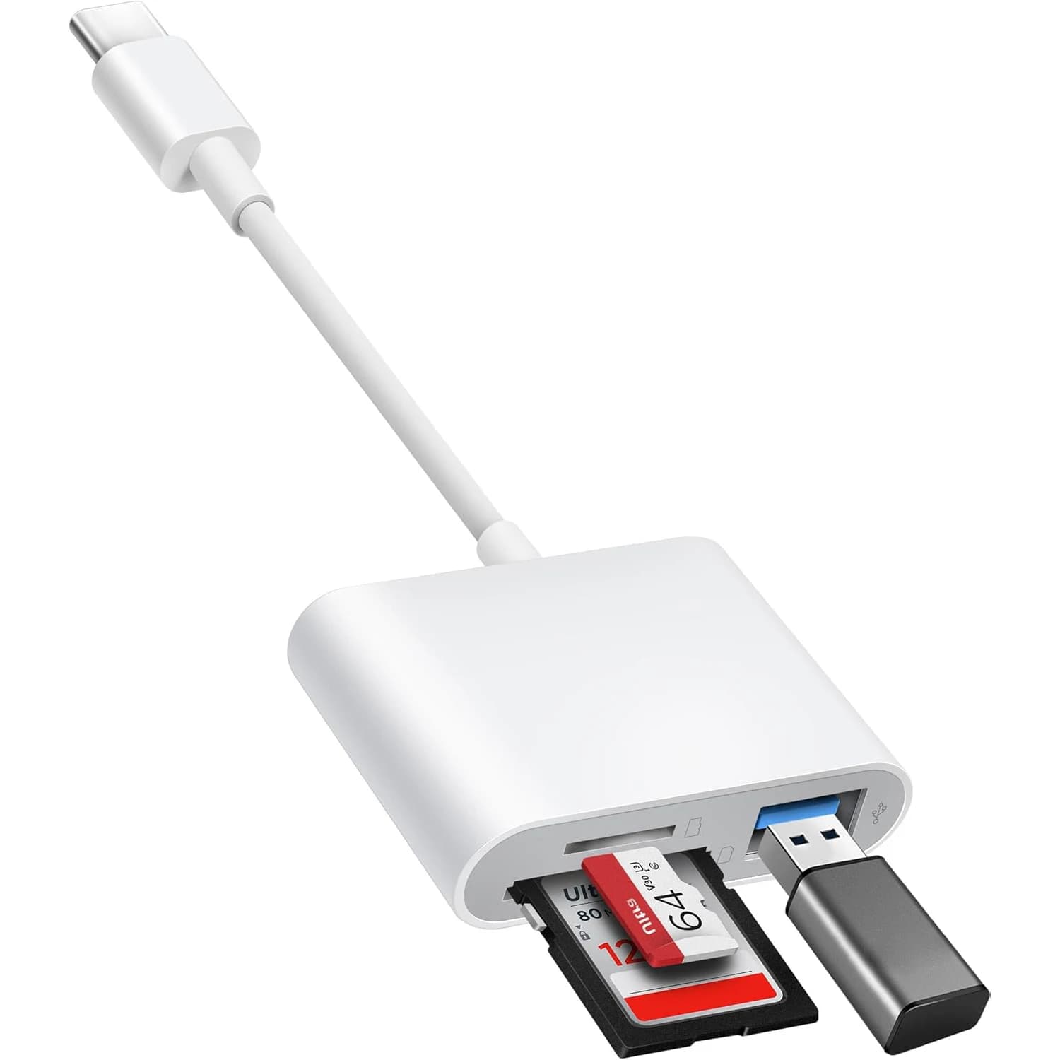 Lettore di schede da USB C a SD Adattatore per schede SD con porte SD MicroSD USB 3, lettore di schede di memoria USBC per dispositivi USB C/Tipo C