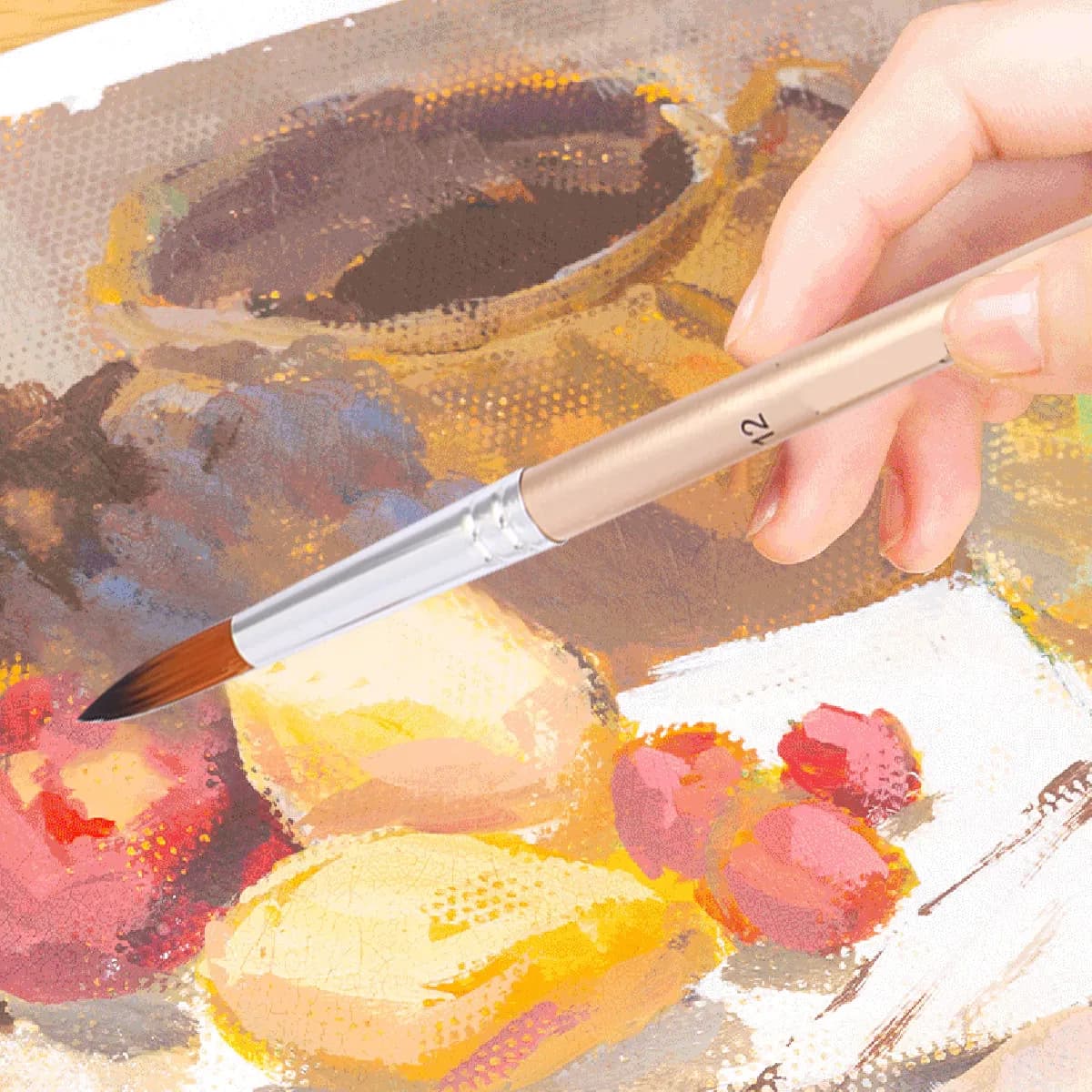 1Set Multifunction Nylon Paintbrush Set Wood Handle for Smooth Surfaces Ideal Acrylic Watercolor Oil Painting Pen Kit