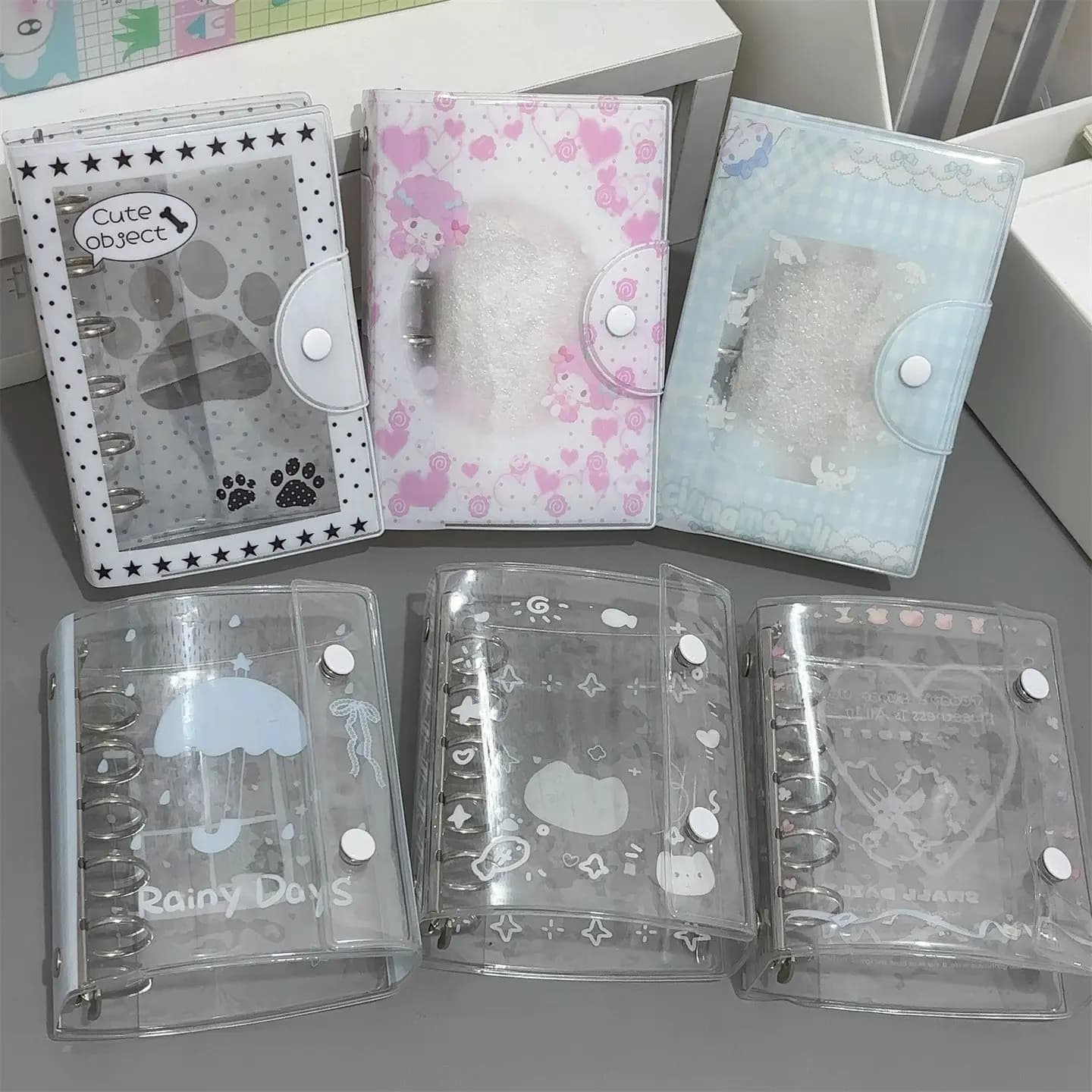 Copertina per raccoglitore con bottone a pressione in PVC rigido M5/A7 con simpatico stampato a forma di zampa – per quaderni, agende, diari, custodie per diari ad anelli