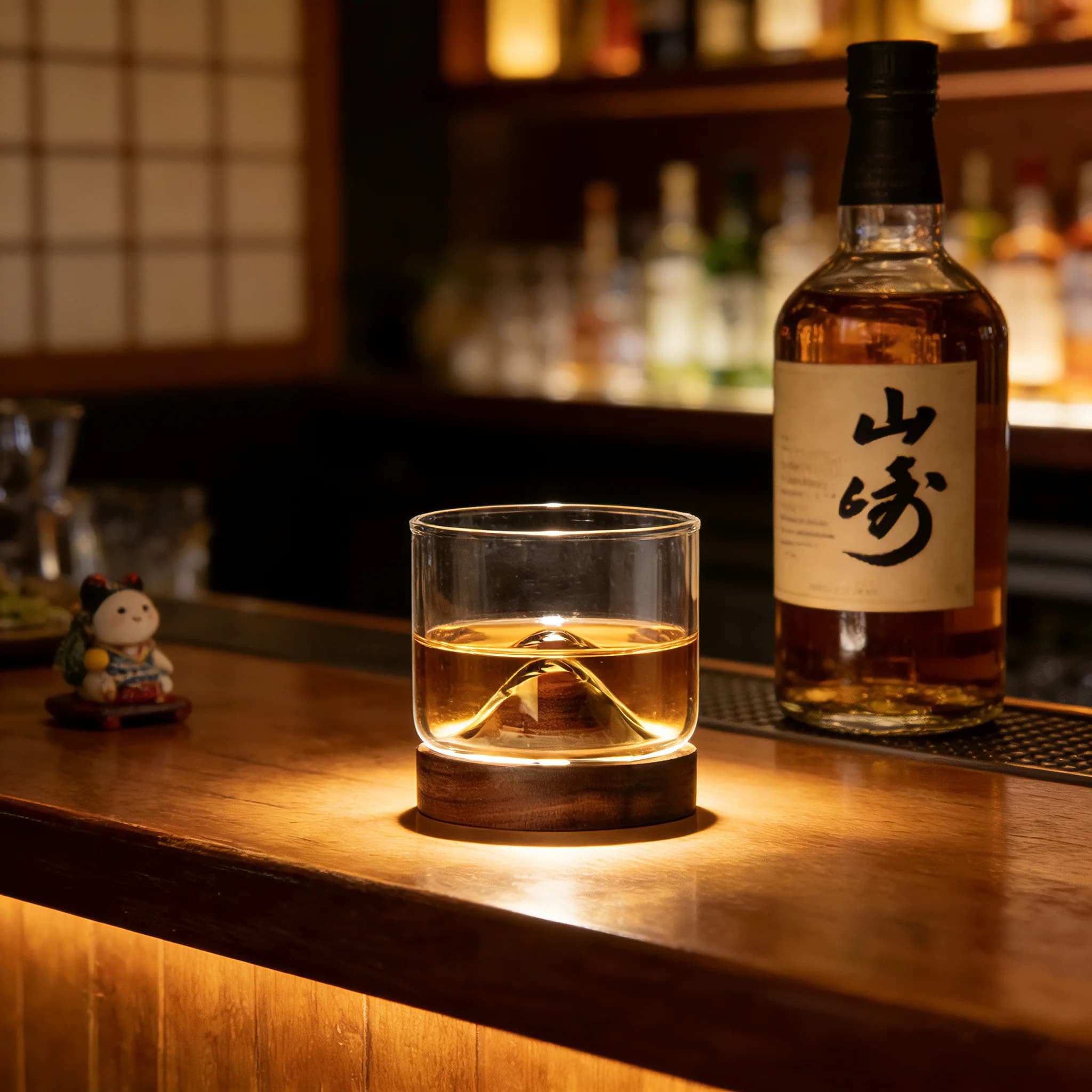 Sottobicchiere in noce stile giapponese, set base in legno massello per bicchieri da liquore, bicchieri da vodka, bicchieri da whisky, tumbler da whisky, tazze da birra