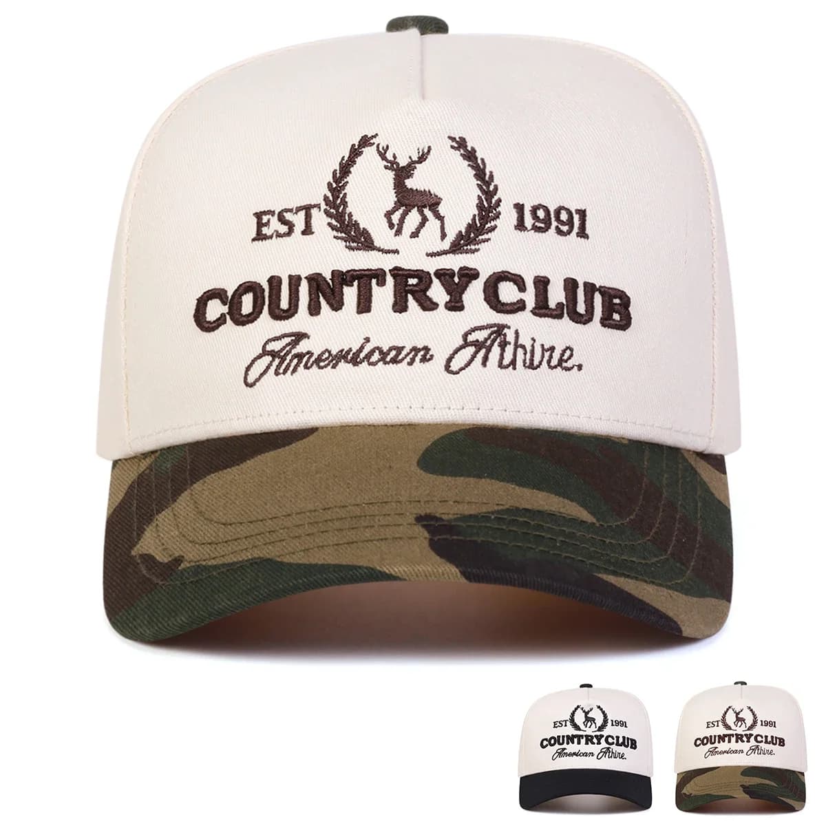 Cappellini da Baseball Unisex con Ricamo 'COUNTRY CLUB', Regolabili per Primavera e Autunno, Cappelli Casual da Esterno, Cappello Parasole, Cappellino Sportivo