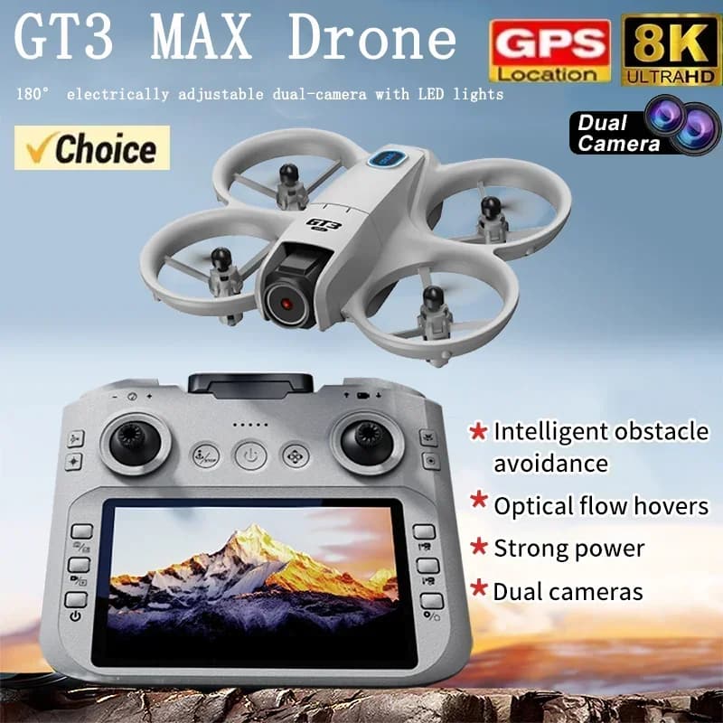 2026 NUOVO Drone GT3 Mini con LED, GPS, Doppia Fotocamera HD 8K, Motore Brushless, Evitamento Ostacoli, RC FPV Quadricottero, Giocattoli e Regali