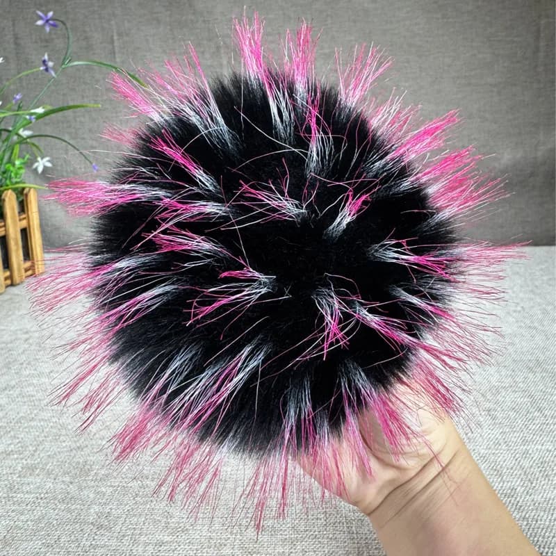 Morbido pompon in pelliccia di volpe naturale al 100% con pompon in pelliccia di procione per berretti per cappelli, borse, sciarpe