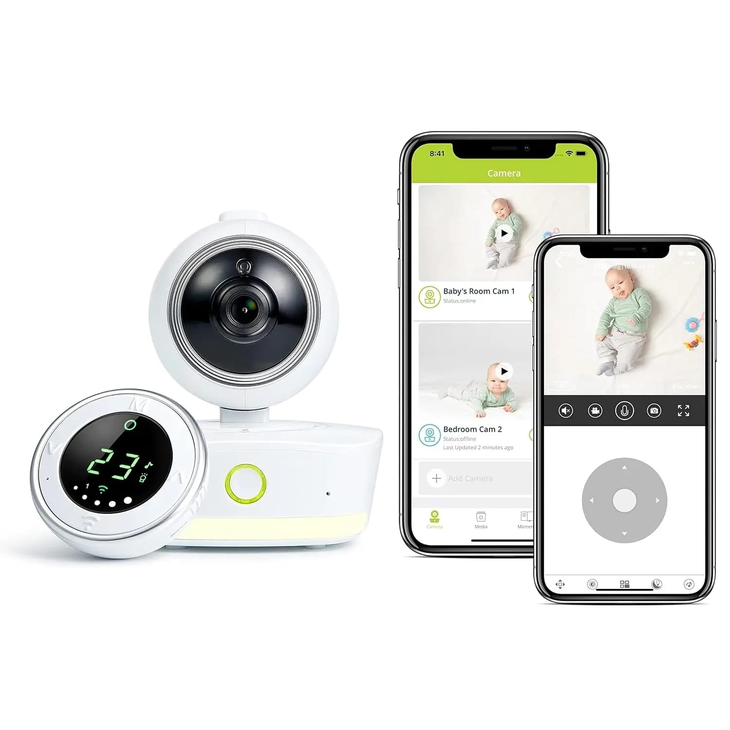Baby Monitor: Full HD 1080p Video, Pan-and-Tilt, Temperature Sensor, Motion and Sound Alert, Stand-Alone Audio Monitor Unit (with Breathing Sensor Mat)