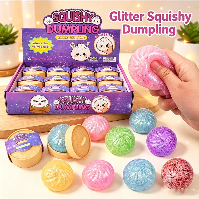 Flash Gold Powder Dumpling Extrusion Toy Decompress Relieve Anxiety Mini Pressure Ball Colorful Random Blind Box Friend Gift