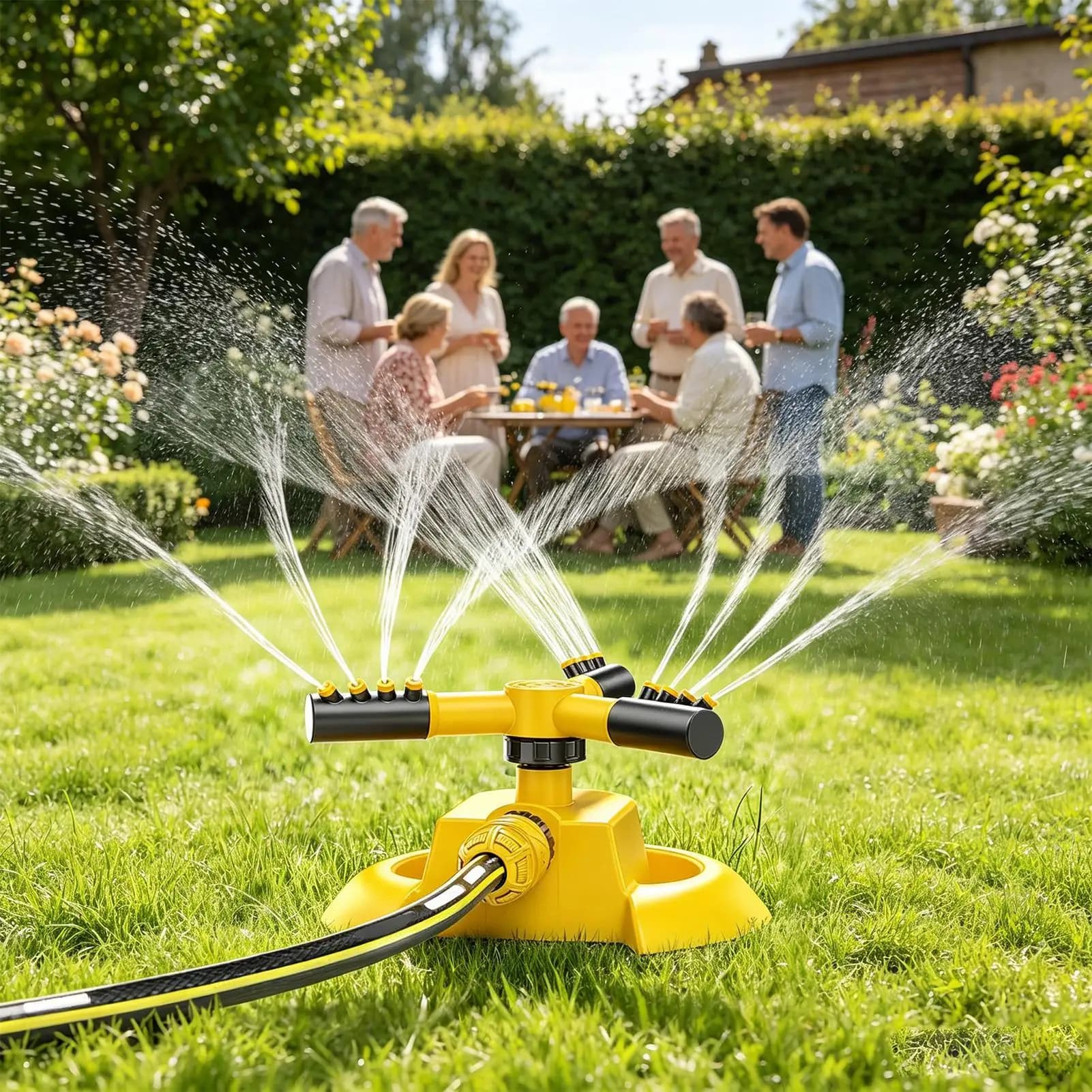 Irrigatori per giardino con rotazione a 360 gradi, a 3 bracci, automatici e regolabili, per irrigazione di giardini e cortili