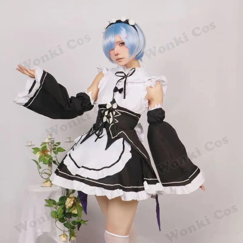 Ram Rem Cosplay Re Zero Re Life Different World Costume Cosplay Cameriera Servo Abito Gemelli Parrucche Set completo per giochi di ruolo