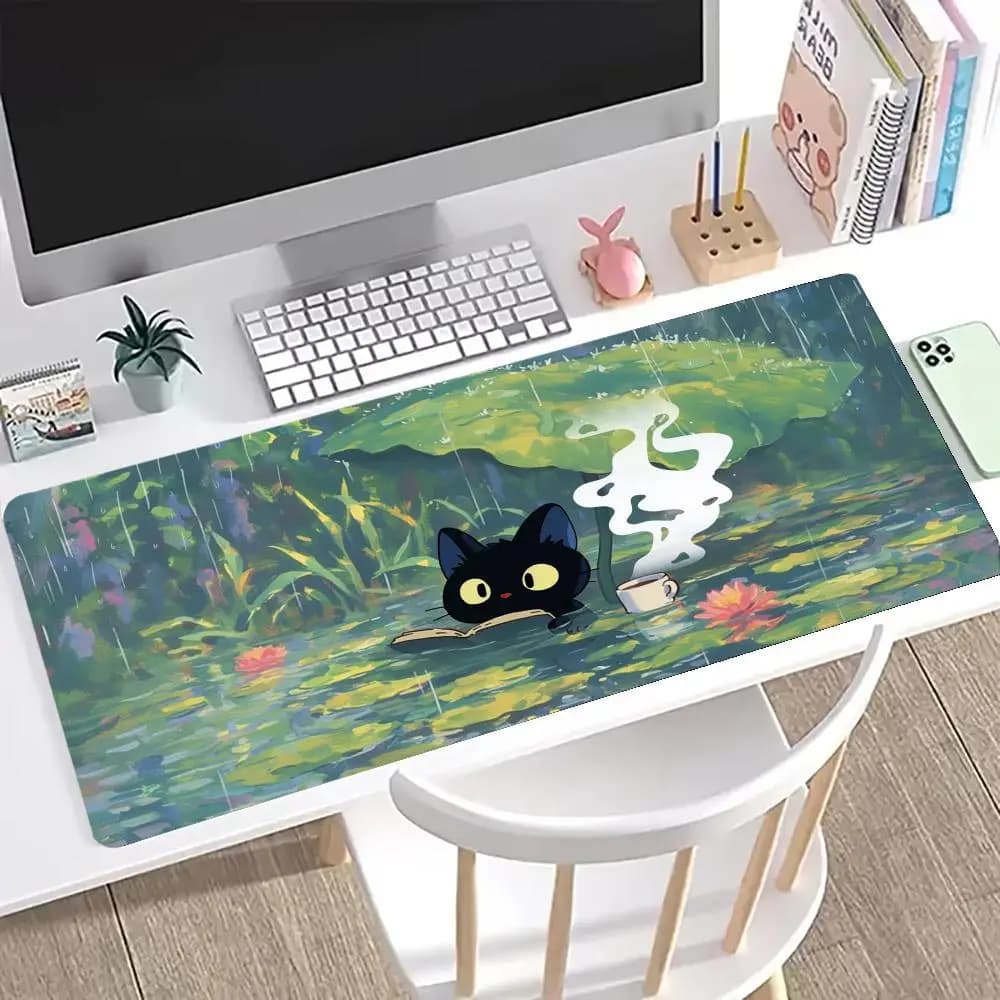Tappetino per Mouse con Gatto Carino, Grande Tappetino da Scrivania per Computer e Giochi, Antiscivolo in Gomma, Tappetino Lungo per Tastiera e Mouse