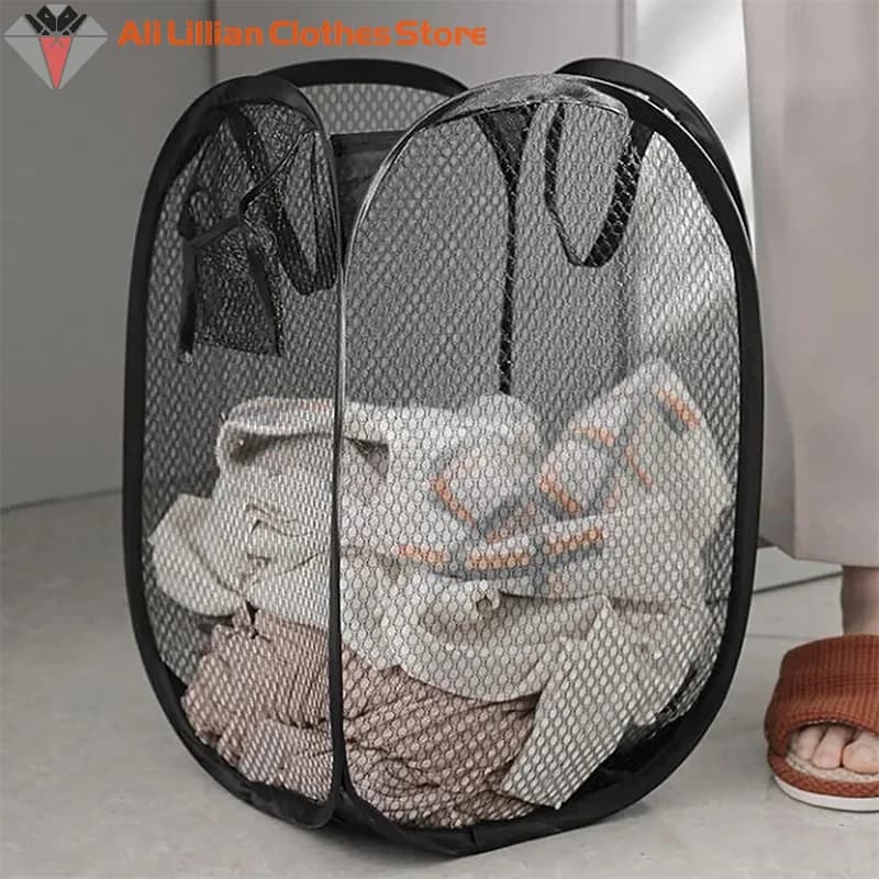 Foldable clothes dirty linen sorting basket bath mesh storage bag bucket organizers of the linen storage bag