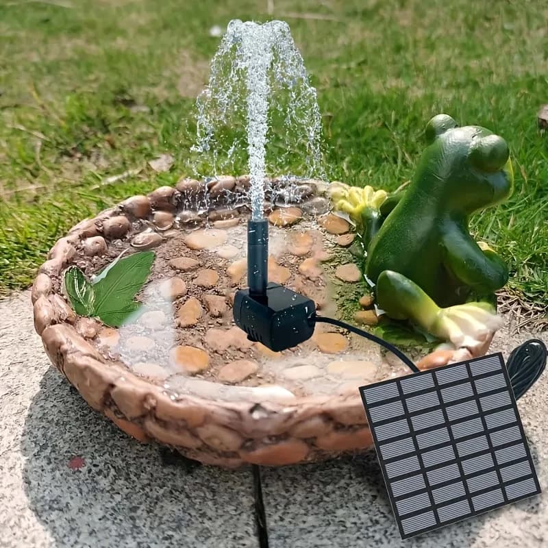 Fontana solare con 6 ugelli - Pompa acqua galleggiante con pannello solare da 1,4 W per bagni di uccelli, piscine, decorazioni da giardino con cascata fai da te