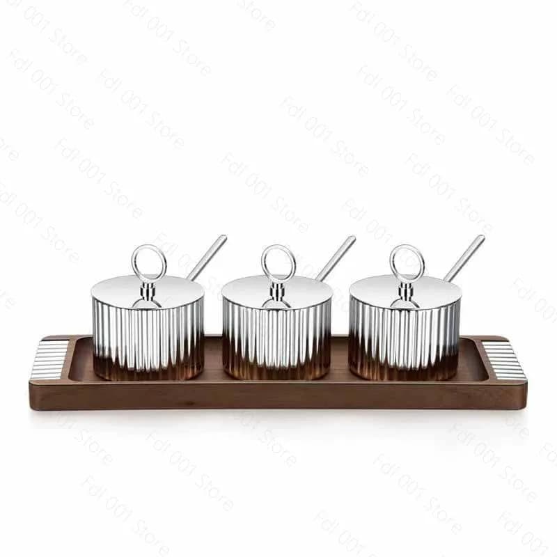 Stainless Steel Sugar Canister Set Kitchen Spice Salt Shaker Storage Jar