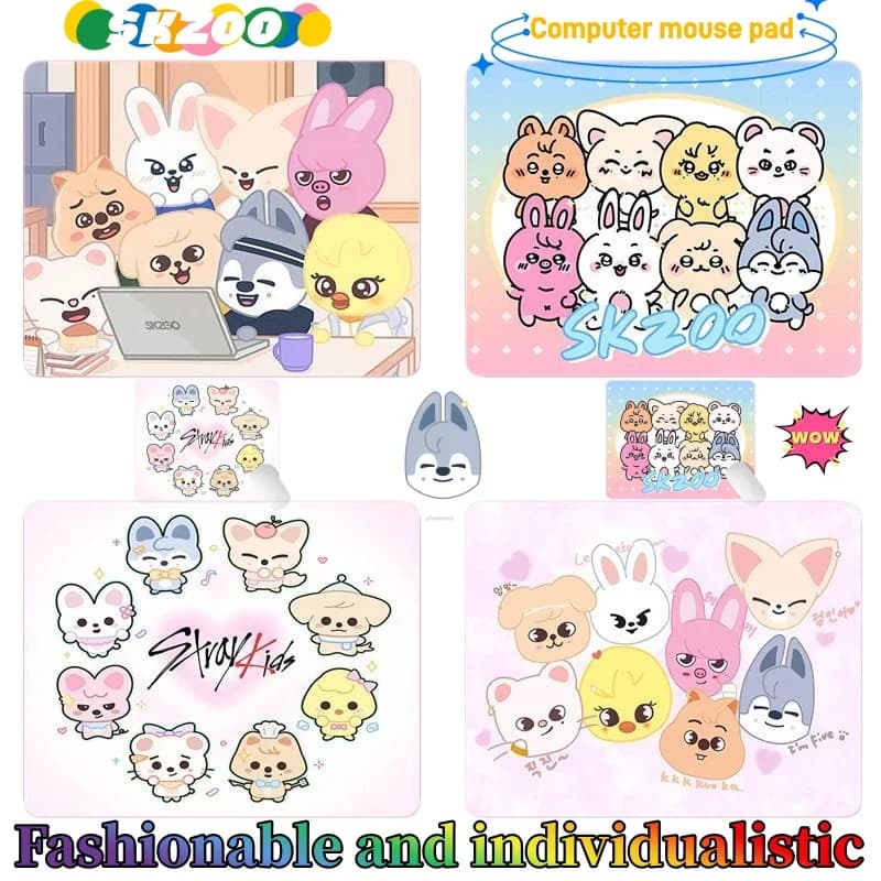 SKZOO Stray Kids Mouse Pad Carino, alla moda, personalizzato, creativo, cartone animato, kawaii, per ufficio, spesso, per tastiera del laptop, regalo