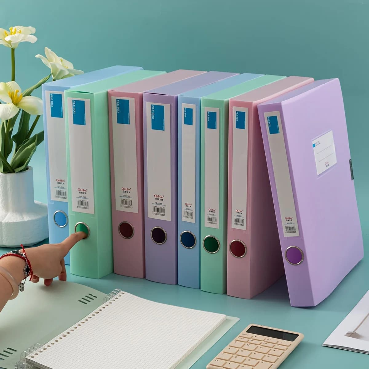 4 cartelle di file colorate Morandi A4: organizer per documenti in plastica spessa per contabilità, contratti e forniture per ufficio, dimensioni 35/55 mm