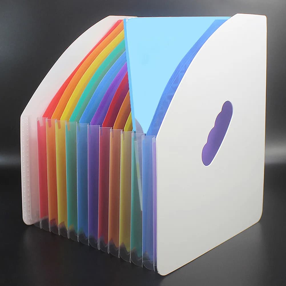 13-Layer Multilayer File Folder Rainbow Mini Plastic Standing Paper File Organizer for Home Office Students Multilayer Folder