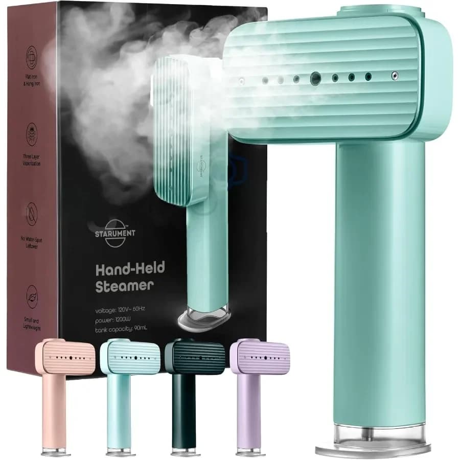 Vaporiera portatile per vestiti da viaggio: efficiente dispositivo antirughe per tessuti con guanto resistente al calore Riscaldamento rapido degli anni '18 90 ml Tan