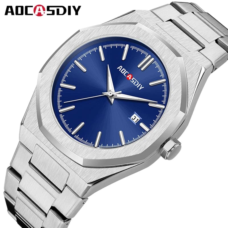 AOCASDIY Orologio da polso da uomo di lusso Business Impermeabile Luminoso Data Quadrato Orologi da uomo Orologio in lega di quarzo Orologio da uomo reloj hombre