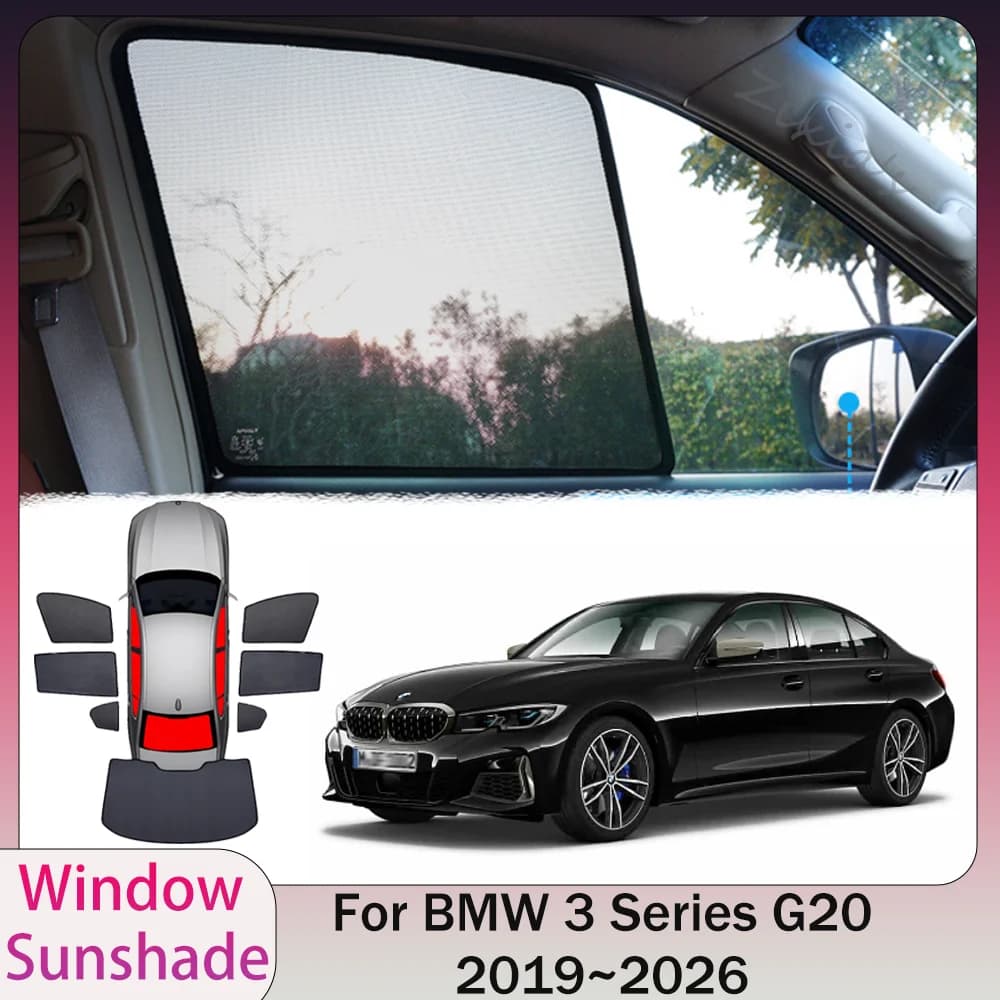 For BMW 3 Series G20 2019~2026 2022 2023 2024 2025 Car Magnetic Mesh Privacy Sunshade Side Window Sun Shade Protect Accessories