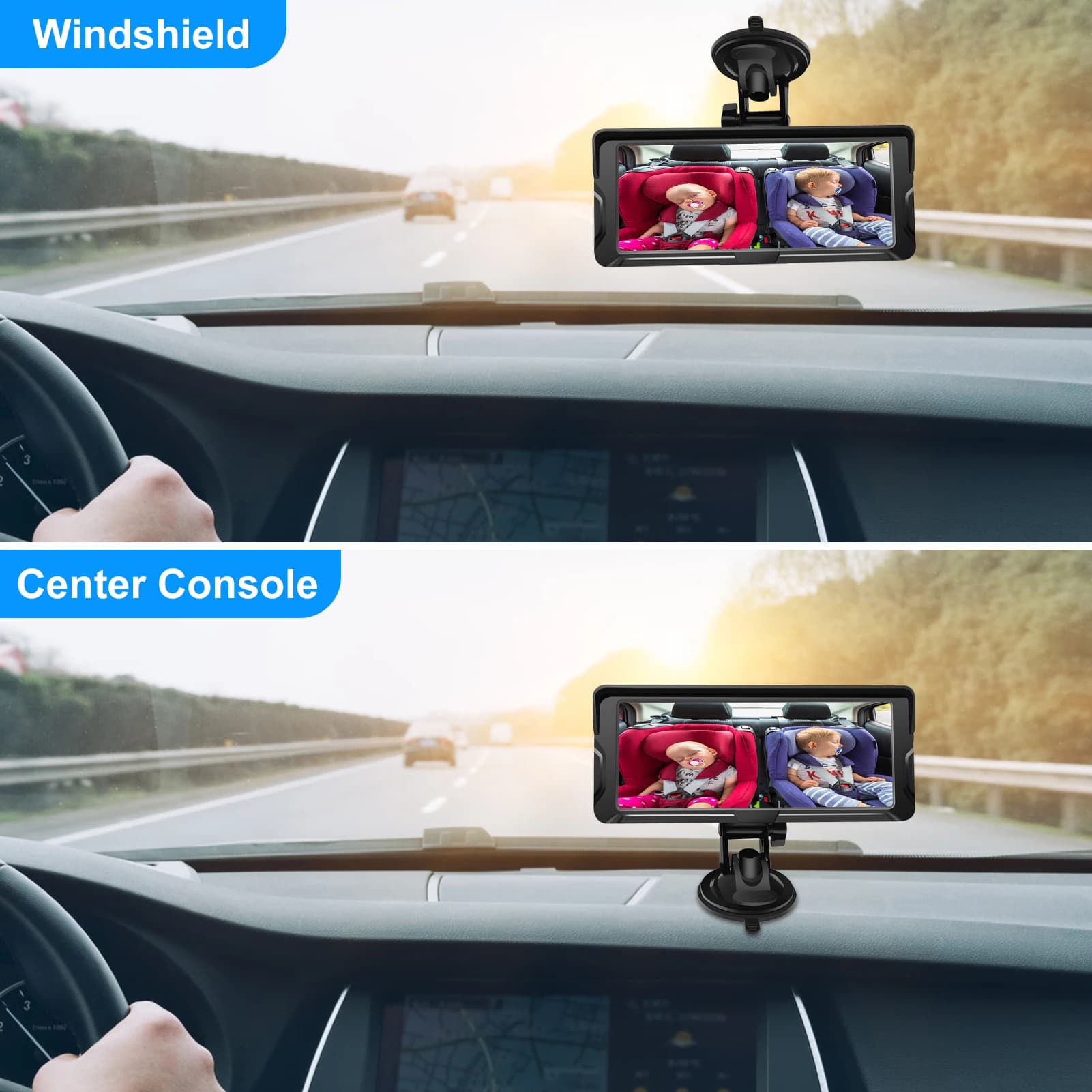 Telecamera per Auto per Bambini a Doppio Canale, Monitor per Bambini da 6,86 Pollici 1080P con Telecamera a Visione Notturna IR e 150° ° Ampio angolo di visione per la parte posteriore