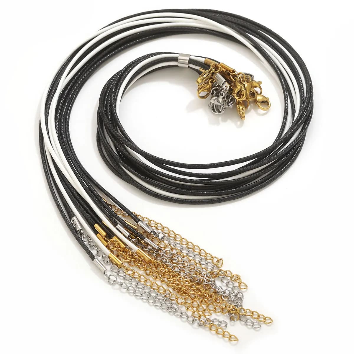 Collana con cordoncino in pelle da 5 pezzi con chiusura in acciaio inossidabile Collana con gioielli Filo di corda cerata coreana per accessori per la creazione di gioielli