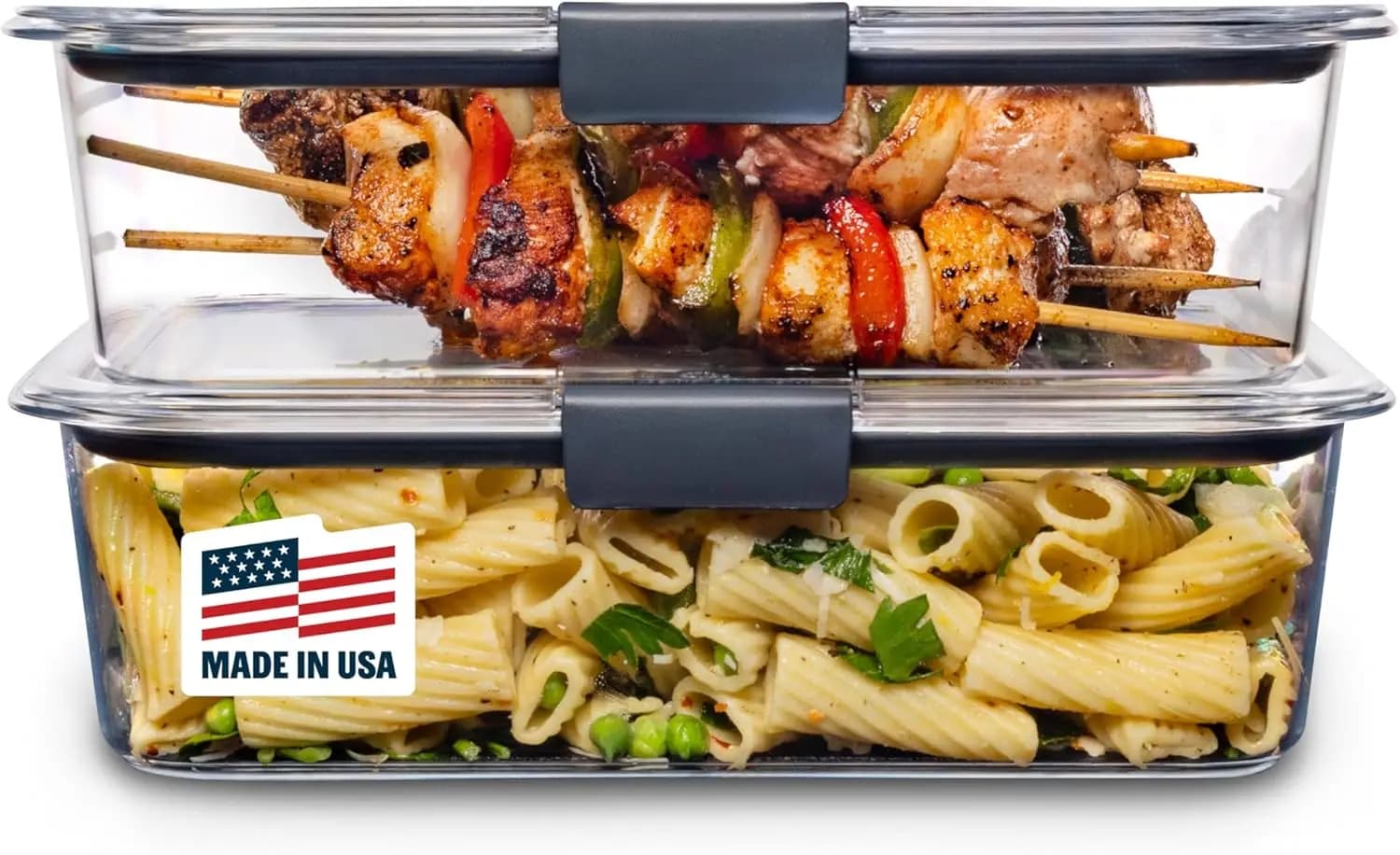 Contenitori per alimenti gratuiti con coperchi, set trasparente ermetico da 2 (9,6 tazze), ideali per il pranzo, la preparazione dei pasti
